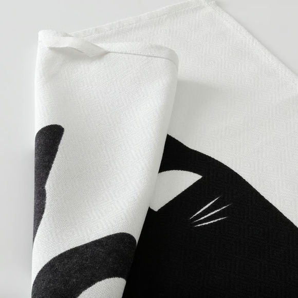 IKEA KUSTFYR Dish Towel, Cat Eye/White/Black, 18"x24", 2 Pack (206.230.07) NEW - Picture 3 of 3